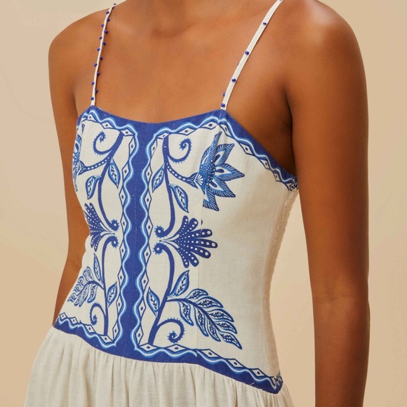 Off-White Shell Garden Lenzing™ Ecovero™ Euroflax™ Midi Dress - Picture 4 of 5